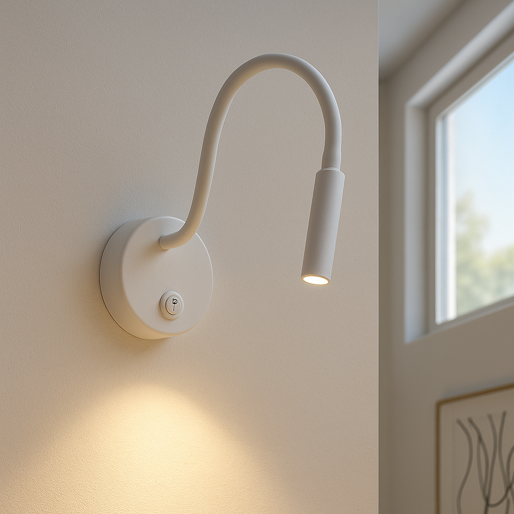 Modern bedside lamp white, Fiona, with switch