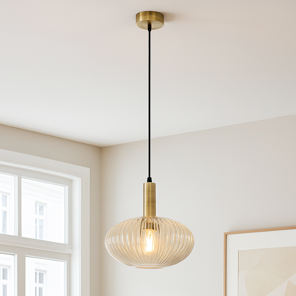Retro pendant light amber, Charlois