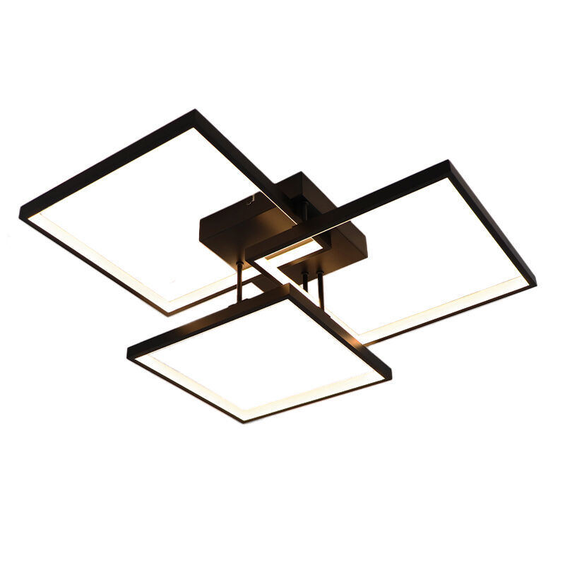 Modern flush ceiling light black, Giorgio, 38W, 2700K LED, 3-step dimmable