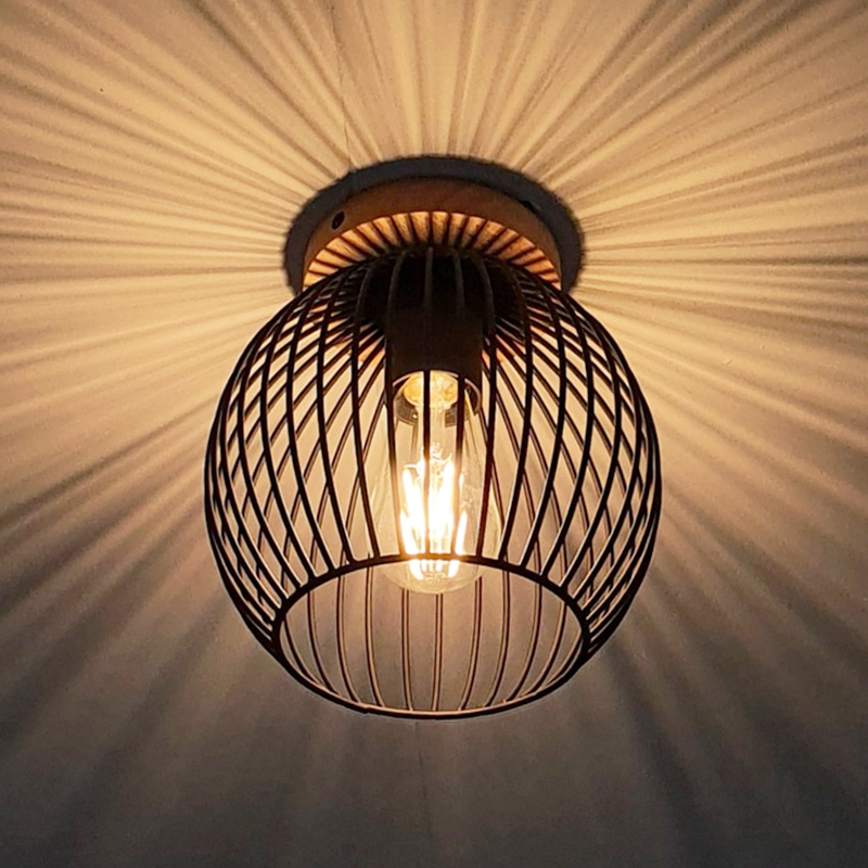 Wood flush ceiling light brown, Wiro