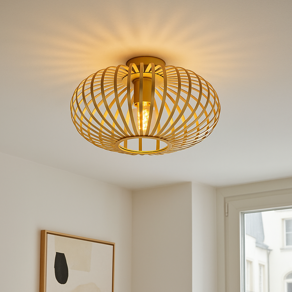 Industrial flush ceiling light gold, Lieve