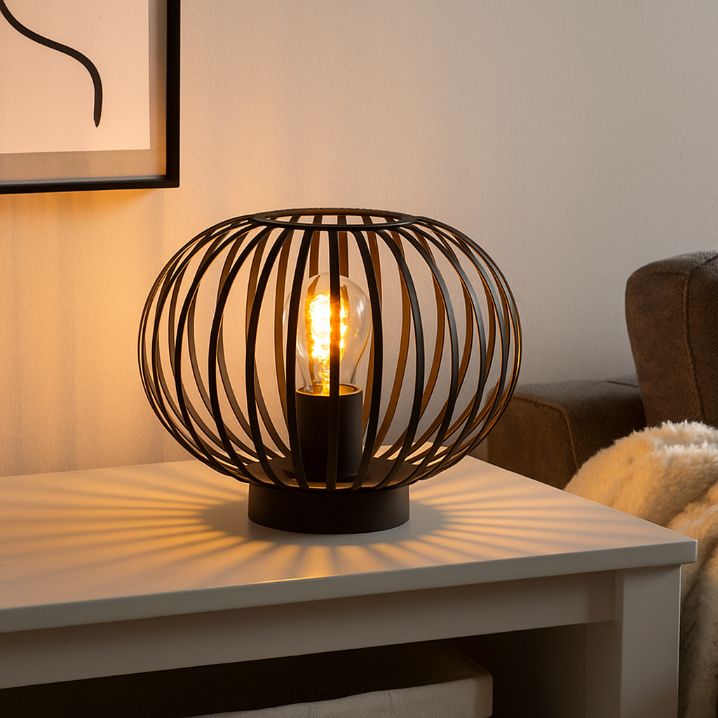 Industrial table lamp black, Lieve, with switch