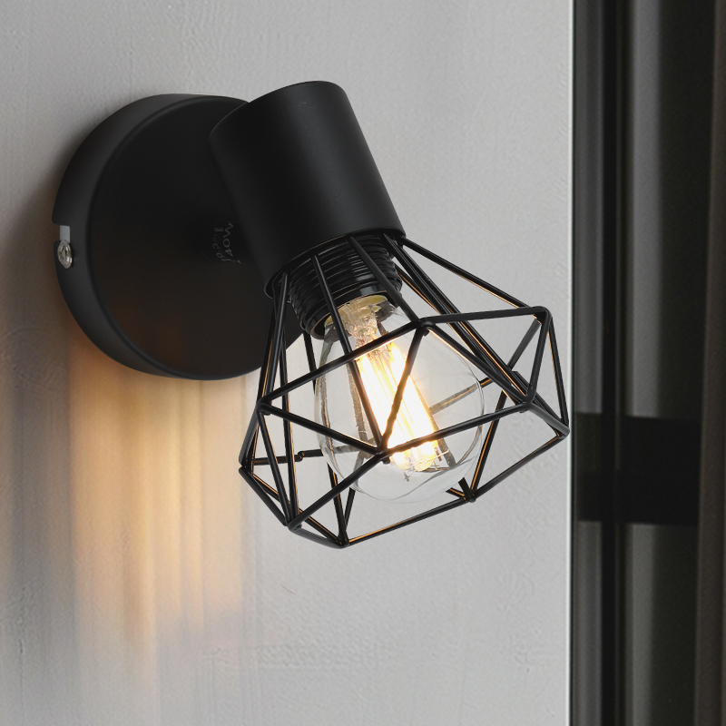 Industrial wall spotlight black, Jaylano