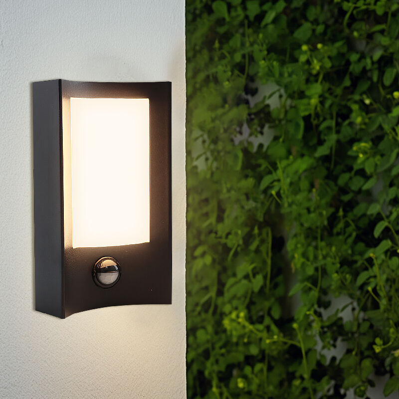 Modern outdoor wall light with motion sensor black, Loris, 6W, 3000K LED, IP44