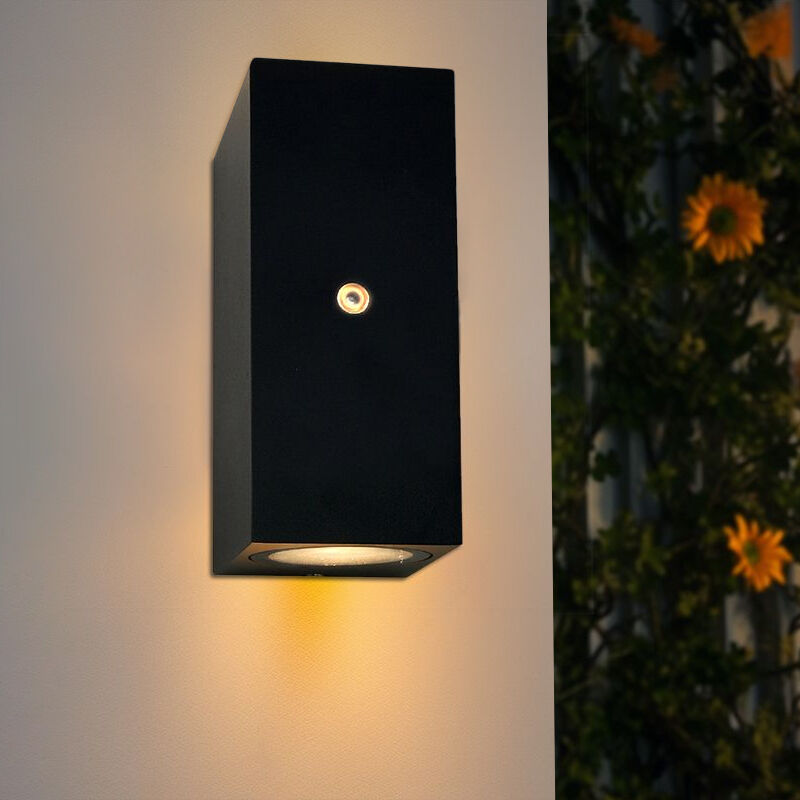 Modern outdoor wall light with dusk to dawn sensor black, Corella, IP54