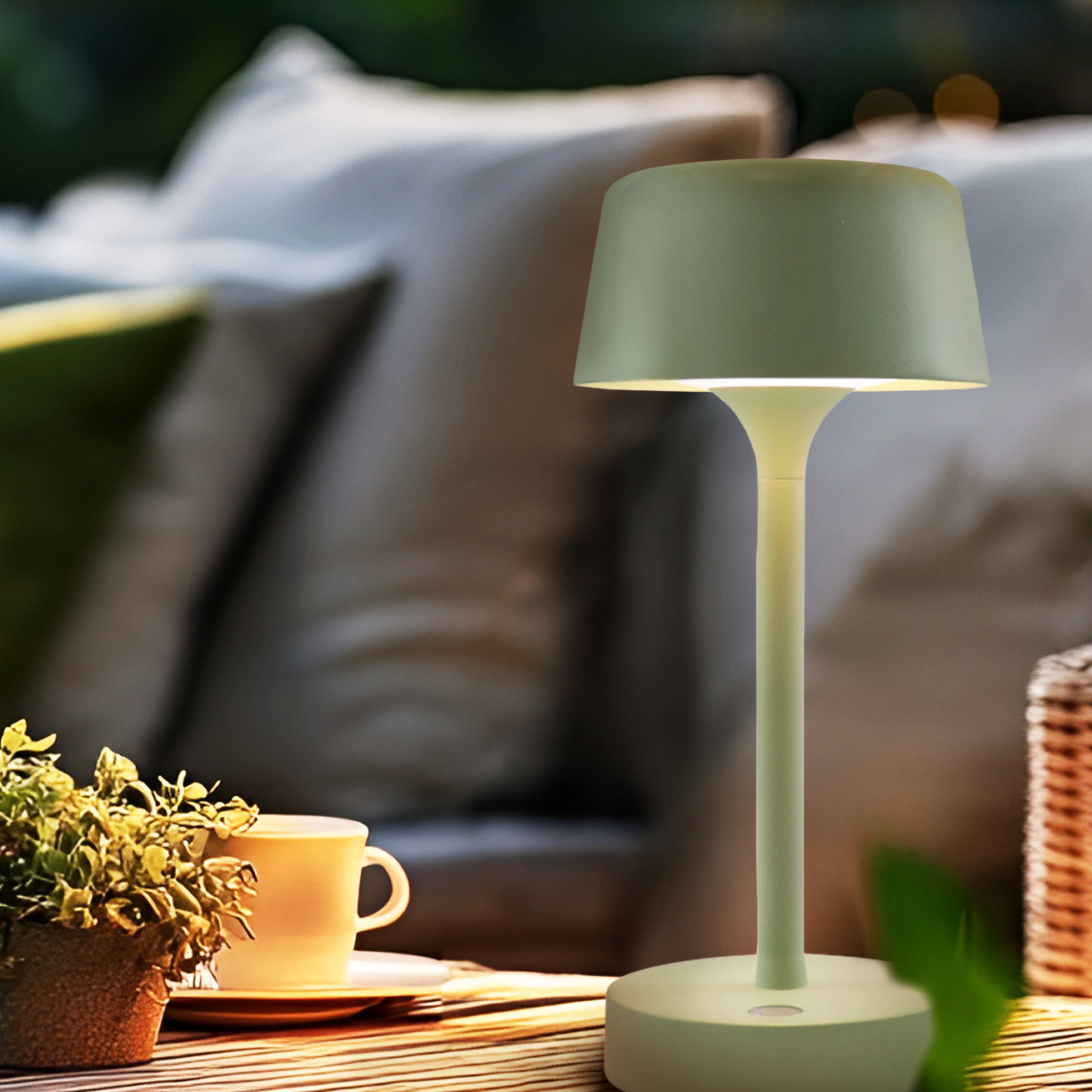 Modern outdoor table lamp green, Emily, 3W, 3000K LED, IP44, 3-step dimmable