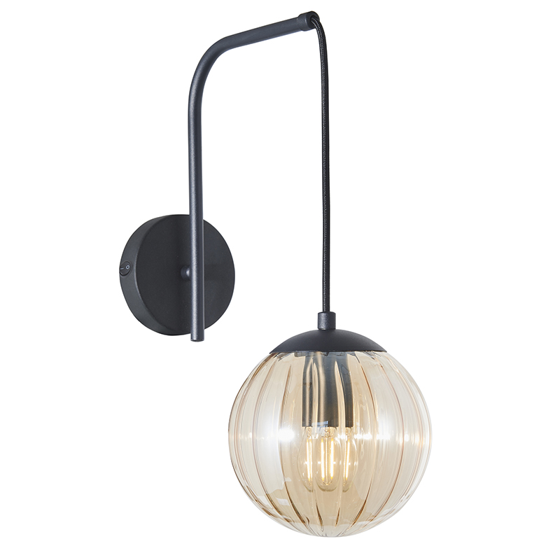 Retro wall light amber, Rifka, with switch