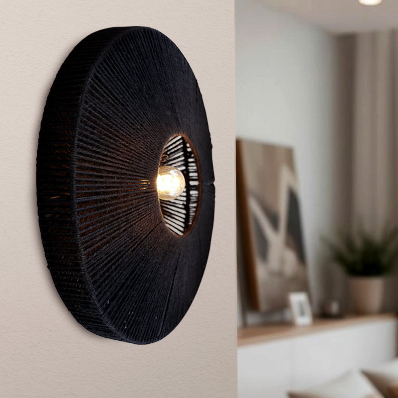 Rustic wall light black, Sanny, with switch