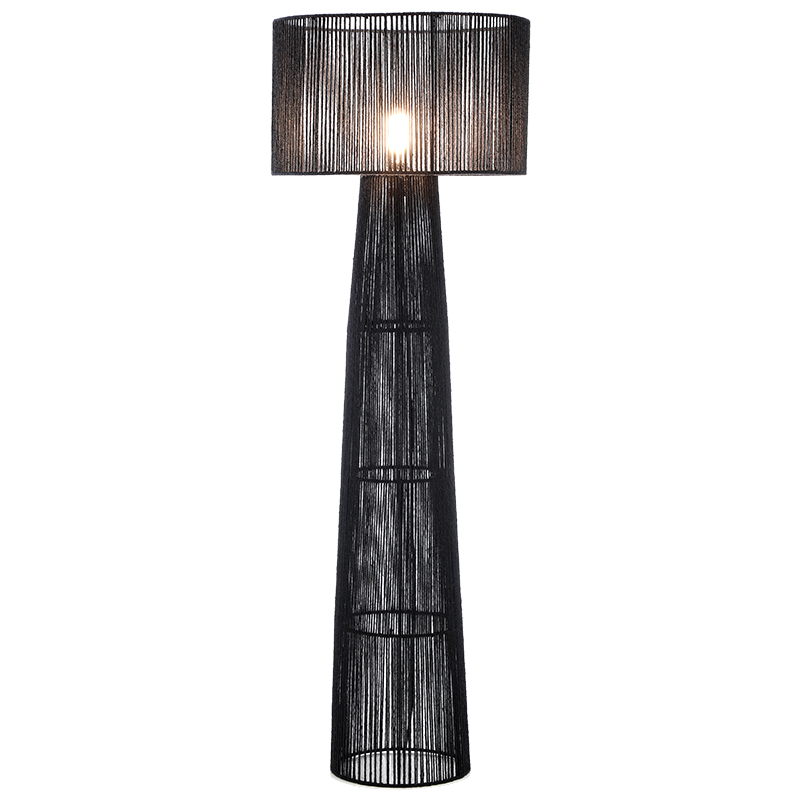 Rustic floor lamp black, Sanny, with switch