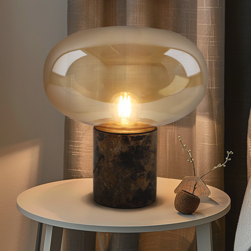 Marble table lamp amber, Alan, with switch