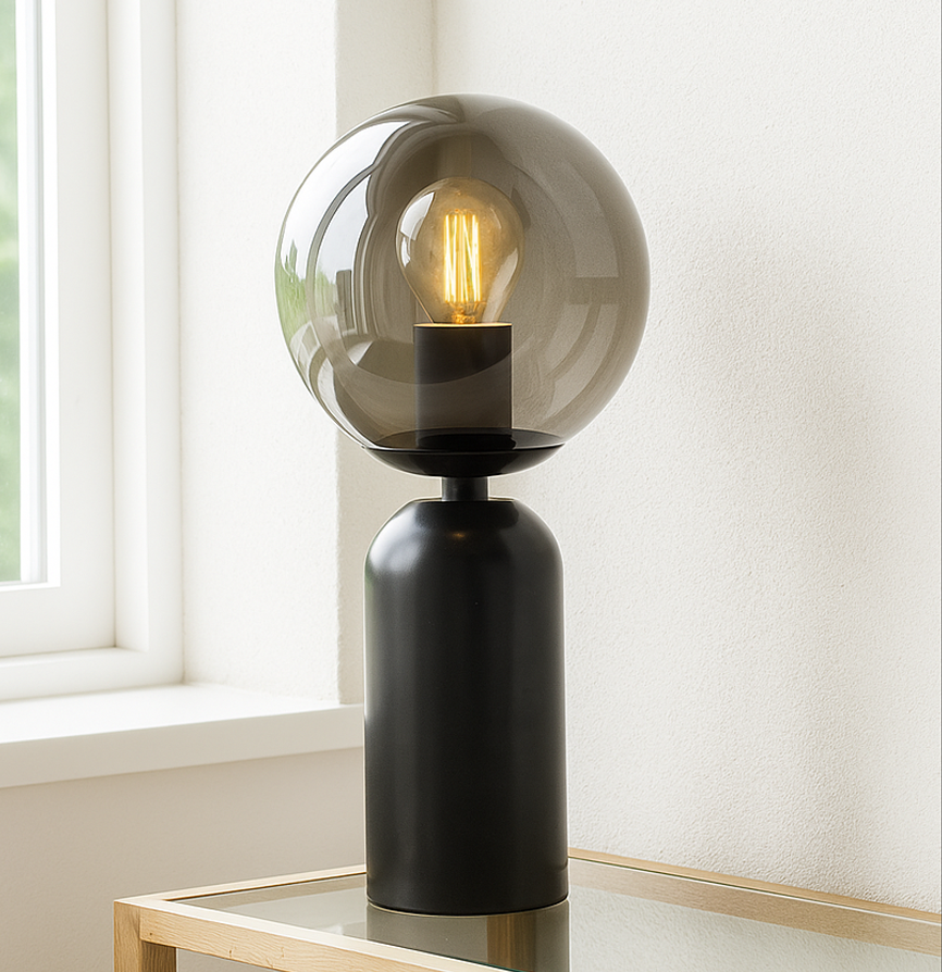Marble table lamp grey, Alan, with switch