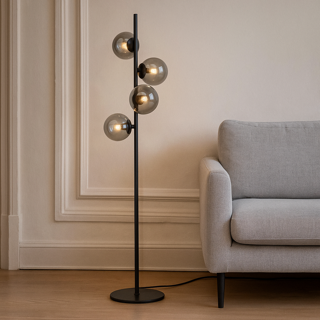Design floor lamp grey, Remo, with switch