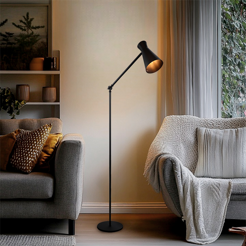Modern floor lamp black, Steve, with switch