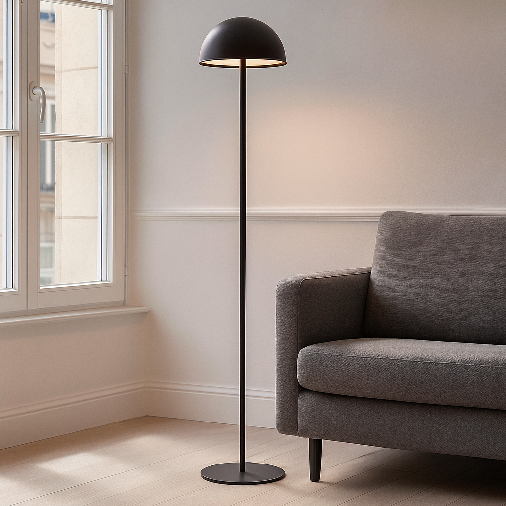 Retro floor lamp black, Douwe, 4W, dim to warm LED, with touch dimmer