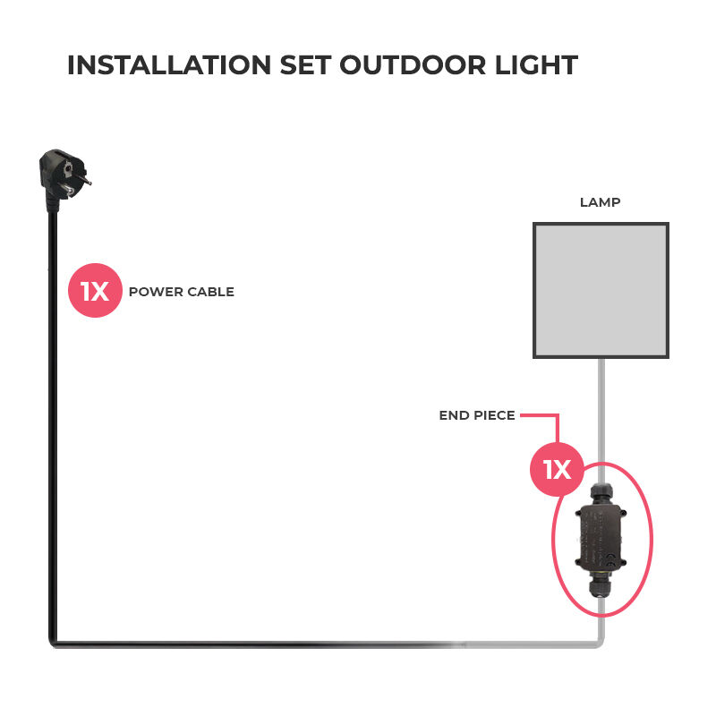 Connection set for 1 outdoor lamp