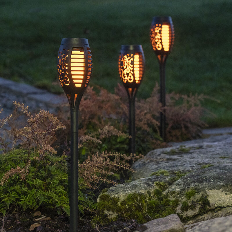 3-pack solar garden torches Ambra, with flame effect