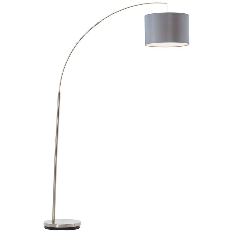 Fabric arc floor lamp grey, Merinde, with switch