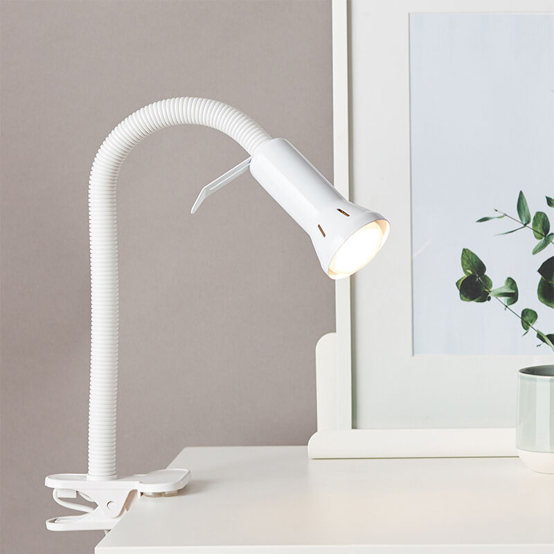 Plastic clip spotlight white, Kalina, with switch