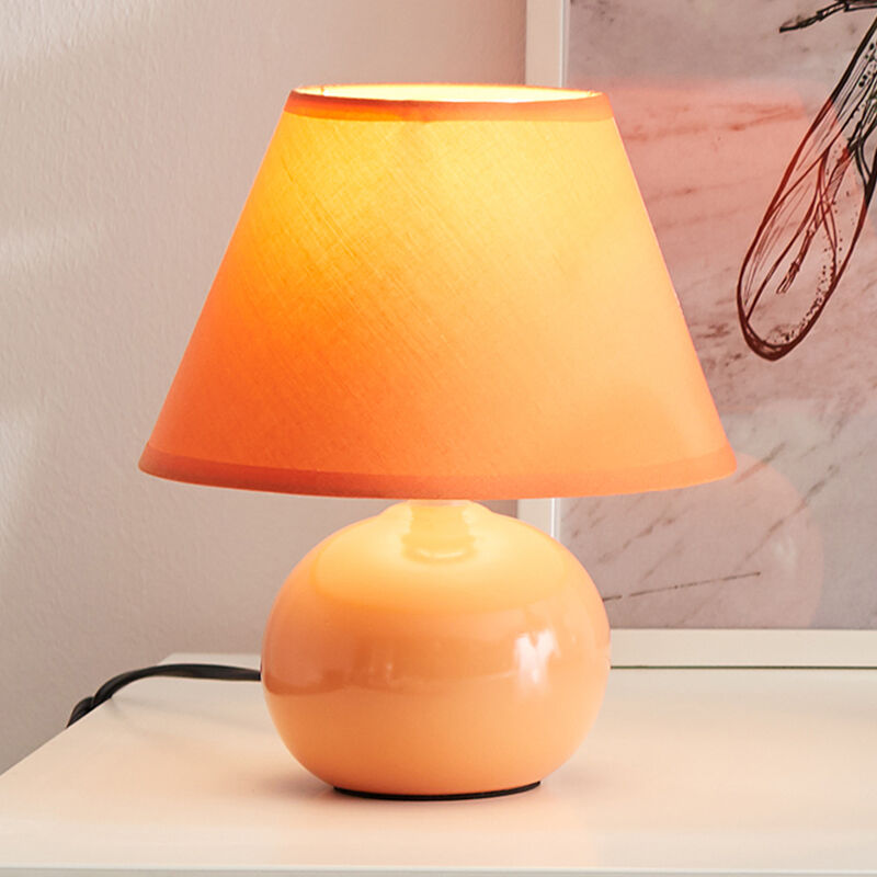 Ceramic table lamp orange, Pilar, with switch