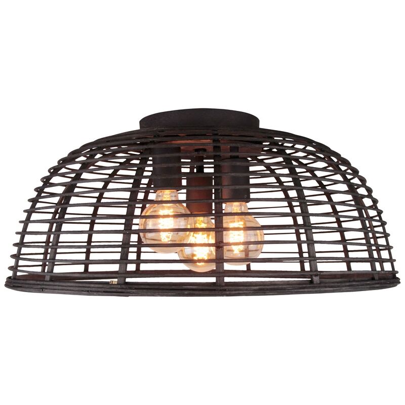 Wood flush ceiling light black, Deacon
