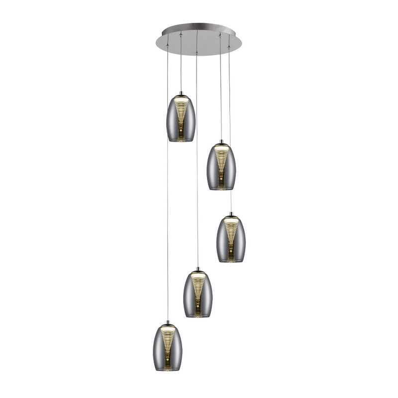 Modern dining table hanging lamp chrome, Aliyah, 5W, 3000K LED