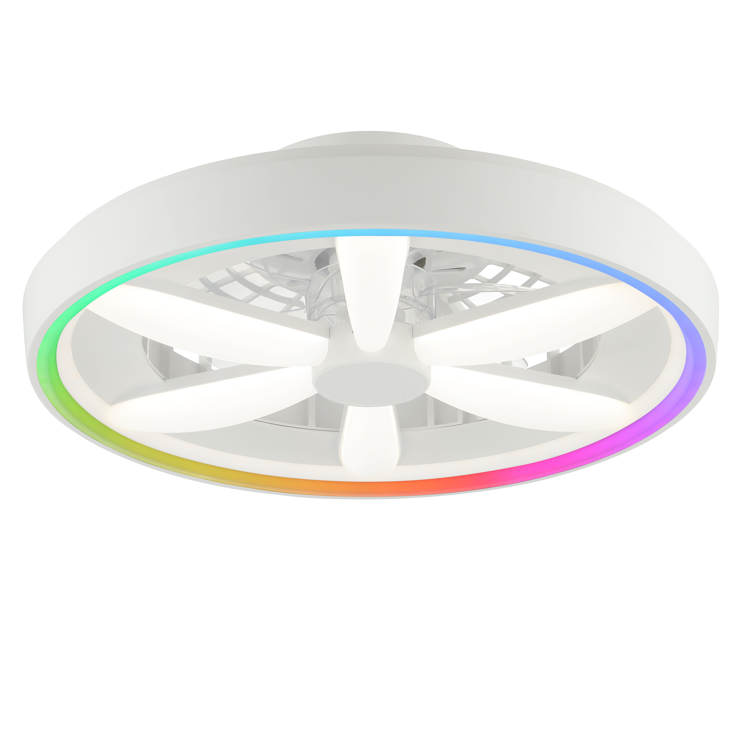 Plastic ceiling fan white, Roos, 48W, RGBW LED, with remote control