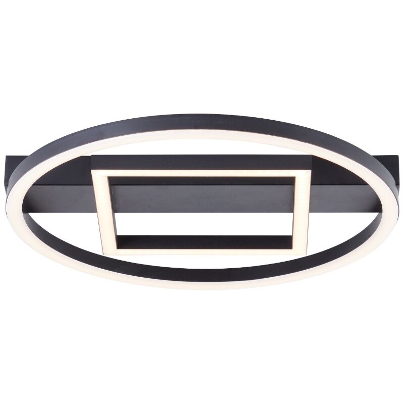 Design flush ceiling light black, Konrad, 20W, 3000K LED