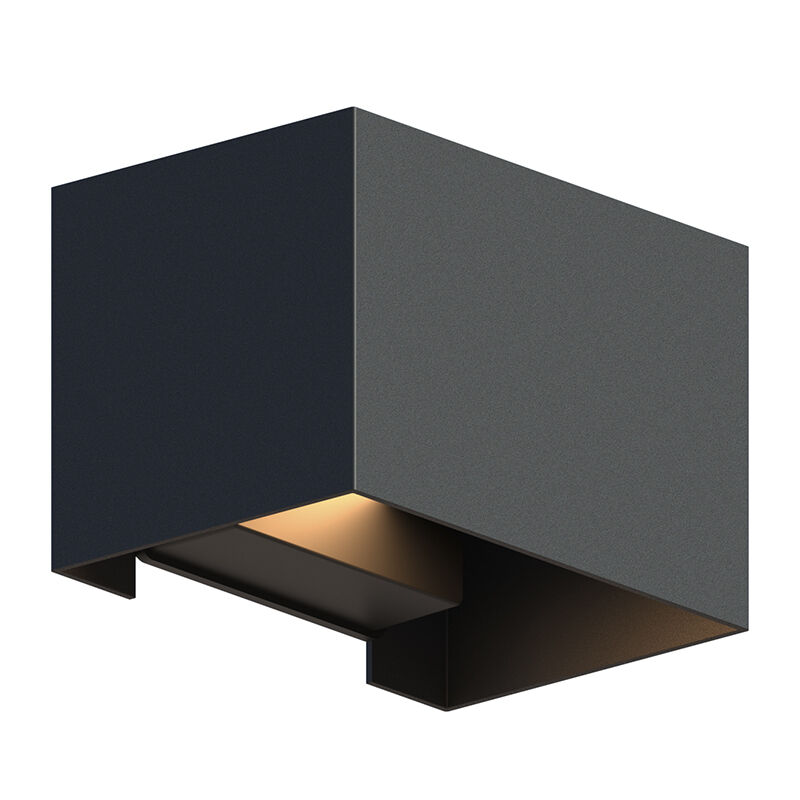 Black up down wall light aluminium, Dion, 7W, 3000K LED, IP54
