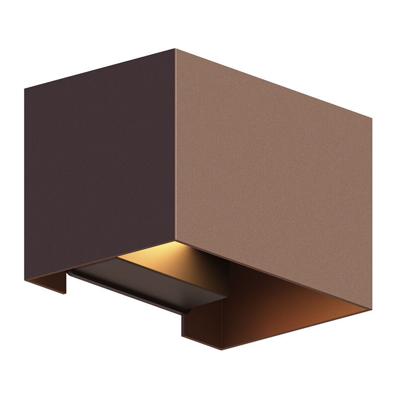 Rust Coloured up down wall light aluminium, Dion, 7W, 3000K LED, IP54