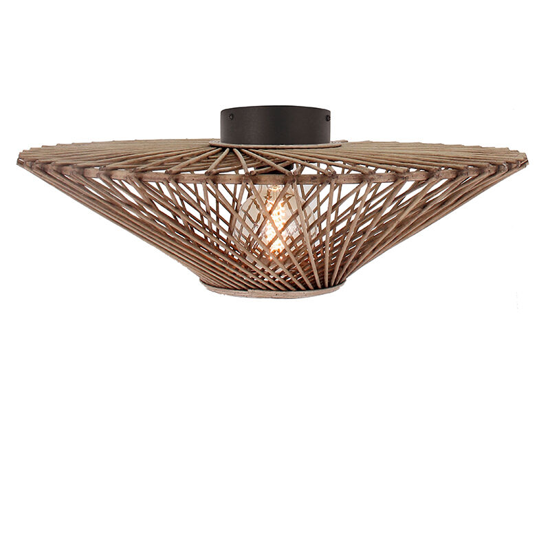 Rattan flush ceiling light brown, Akif