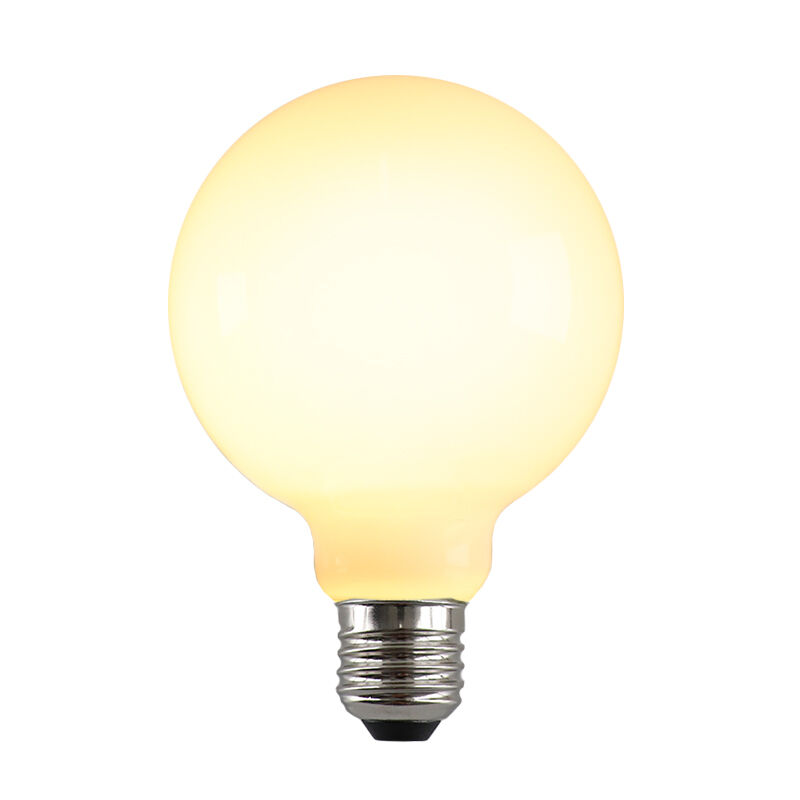 Dimmable E27 LED bulb, E27, G95, 5w, white glass, 2700k
