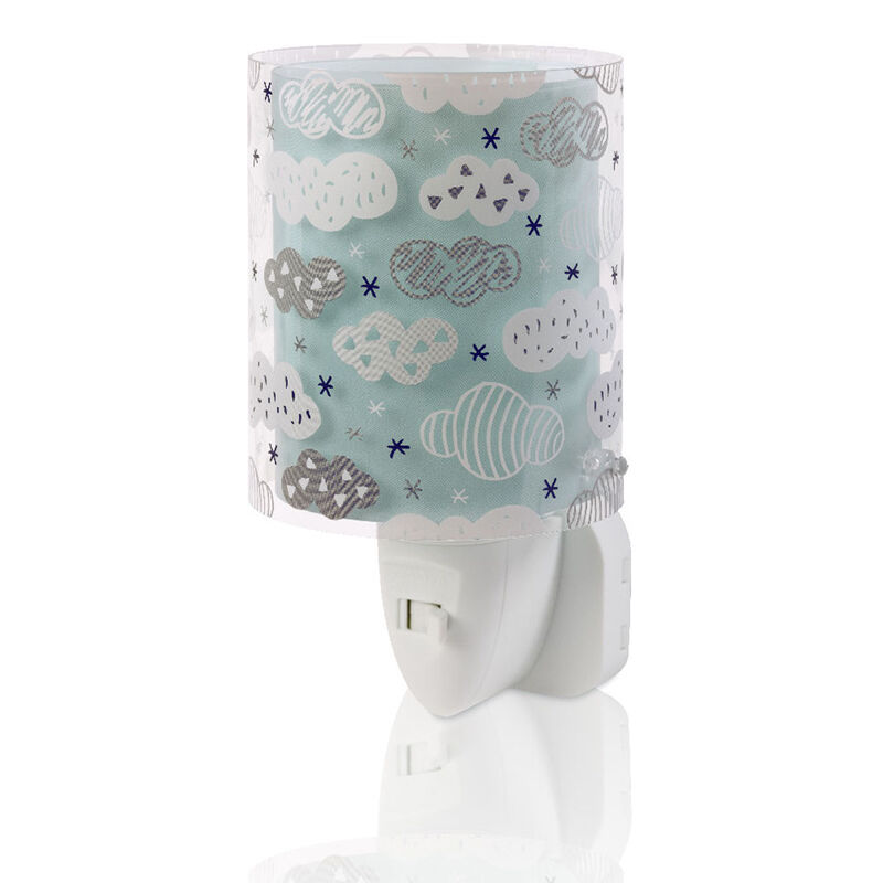 Green kid's plug in wall light plastic, Clouds