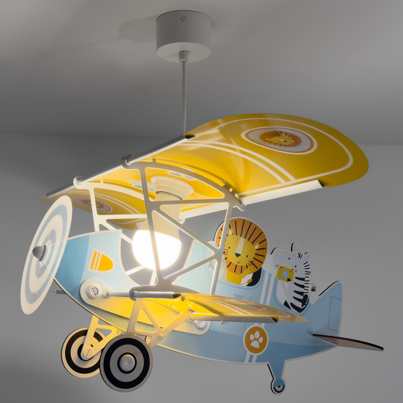 Blue children's pendant light plastic, Lion plane