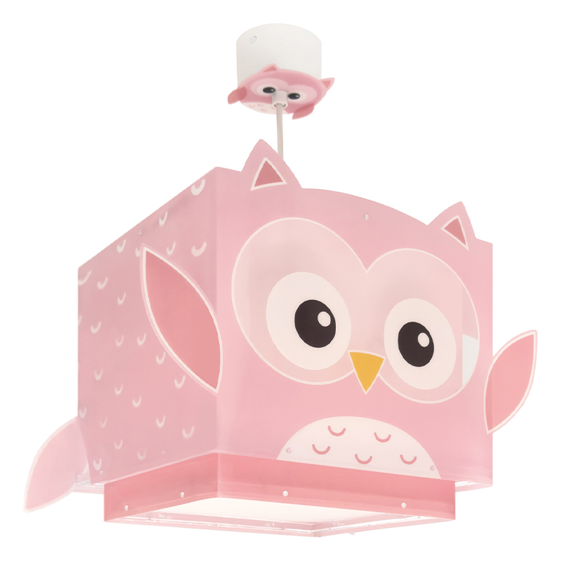 Pink children's pendant light plastic, Owls