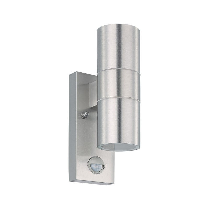 Silver modern outdoor wall light with motion sensor stainless steel, Marlies, IP44