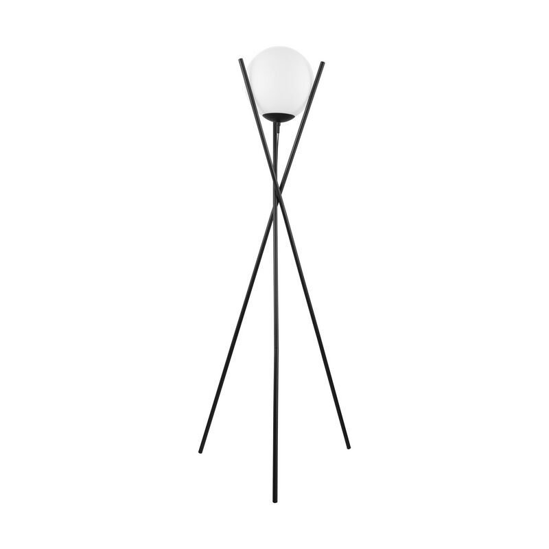 Black retro floor lamp steel, Tjardo, with switch