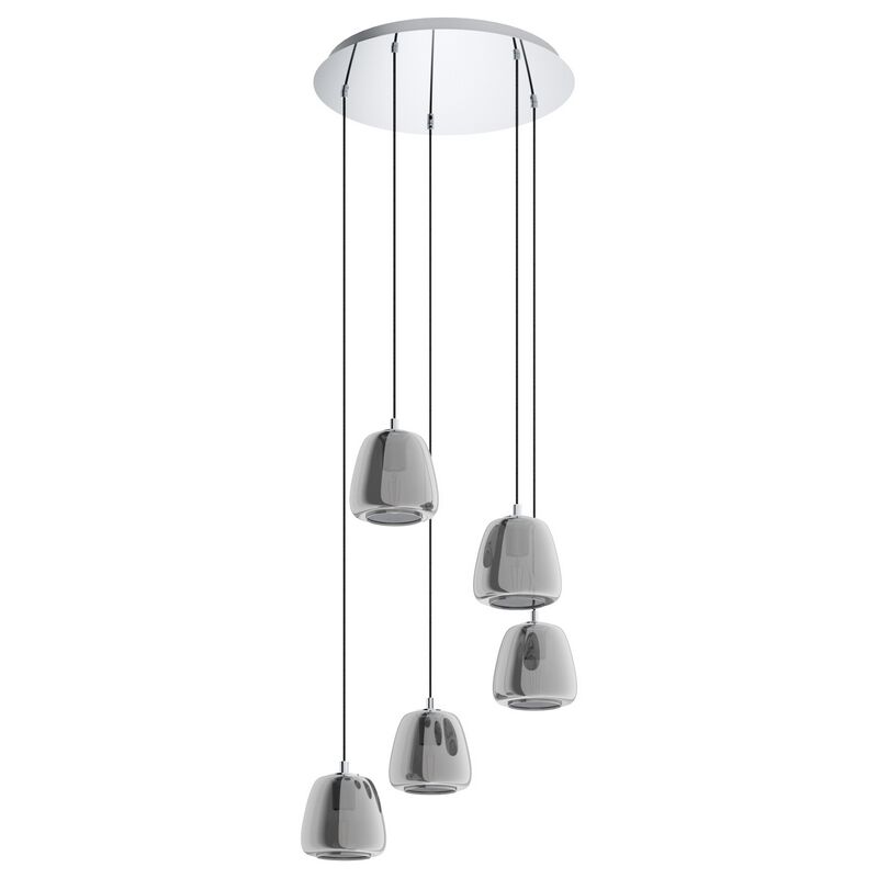 Chrome pendant light smoke glass, Gauke