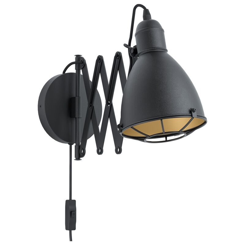Golden industrial wall light steel, Wilmar, with switch
