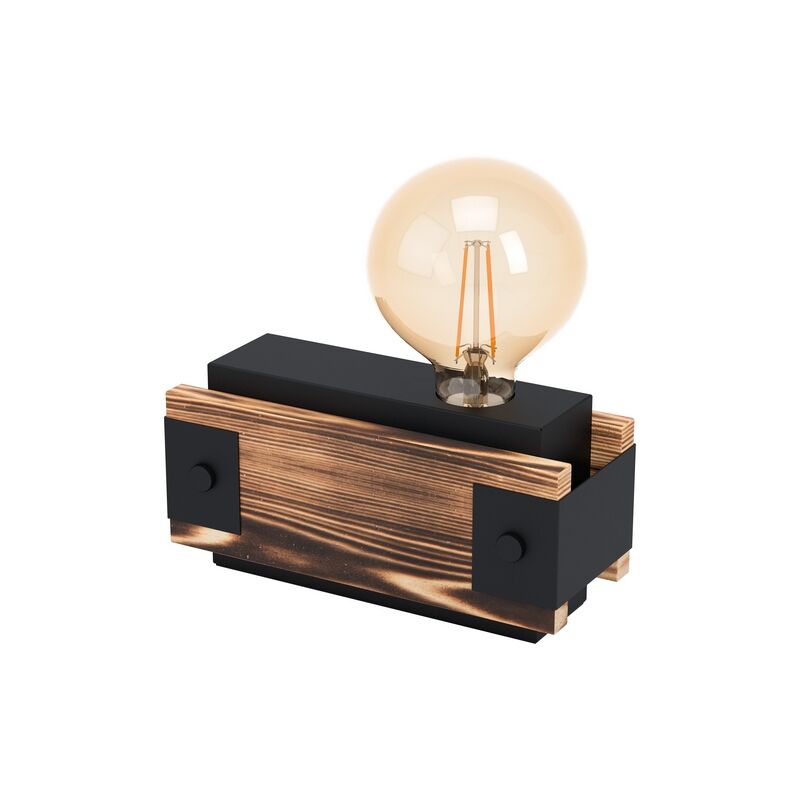 Wood table lamp brown, Dragana, with switch