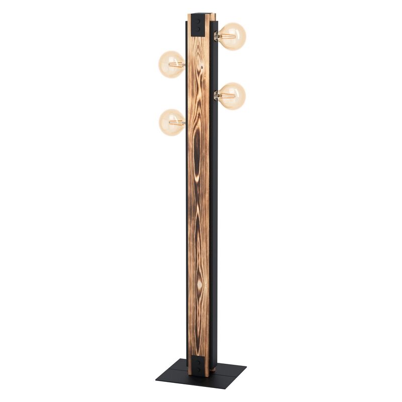 Wood floor lamp brown, Dragana, with switch