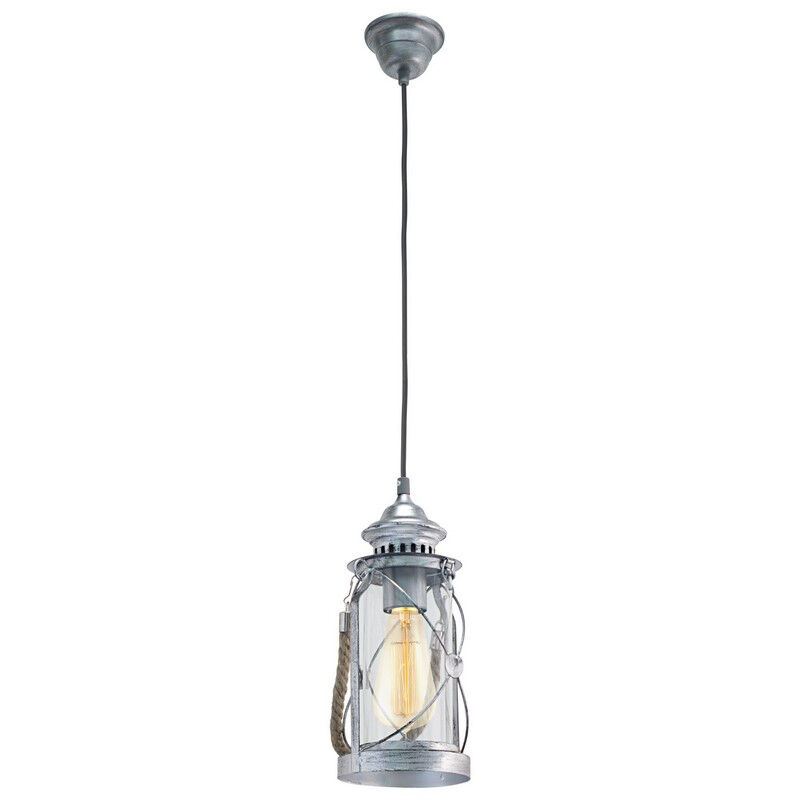 Silver vintage pendant light glass, Abetone