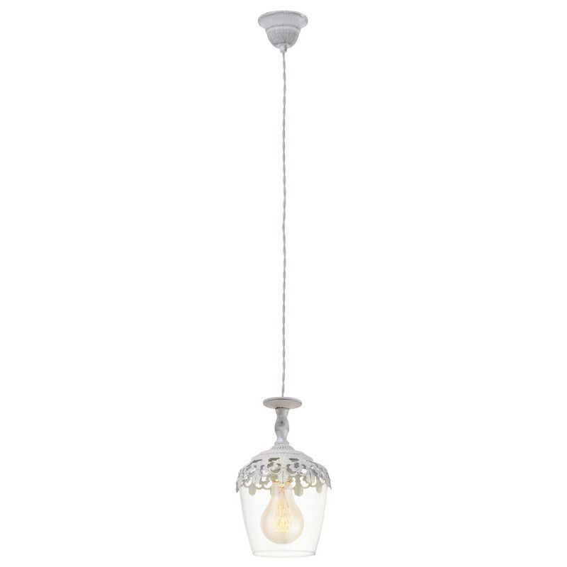 White rustic pendant light glass, Fredda