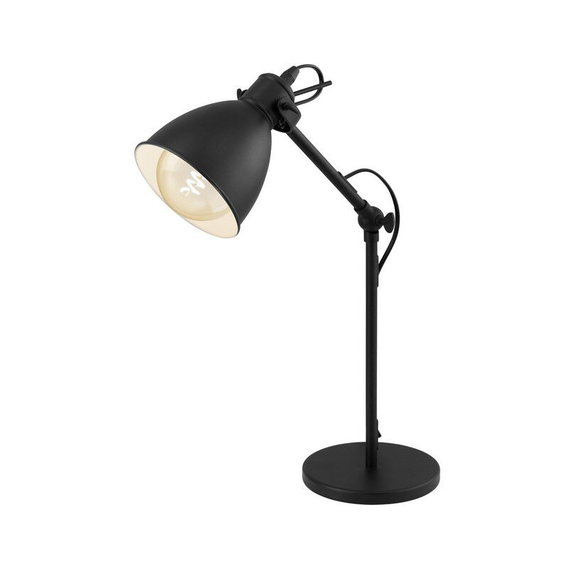 Black industrial table lamp metal, Lavinio, with switch