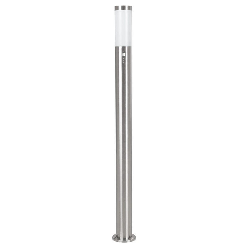 Silver outdoor floor lamp with dusk to dawn sensor plastic, Carlein, IP44