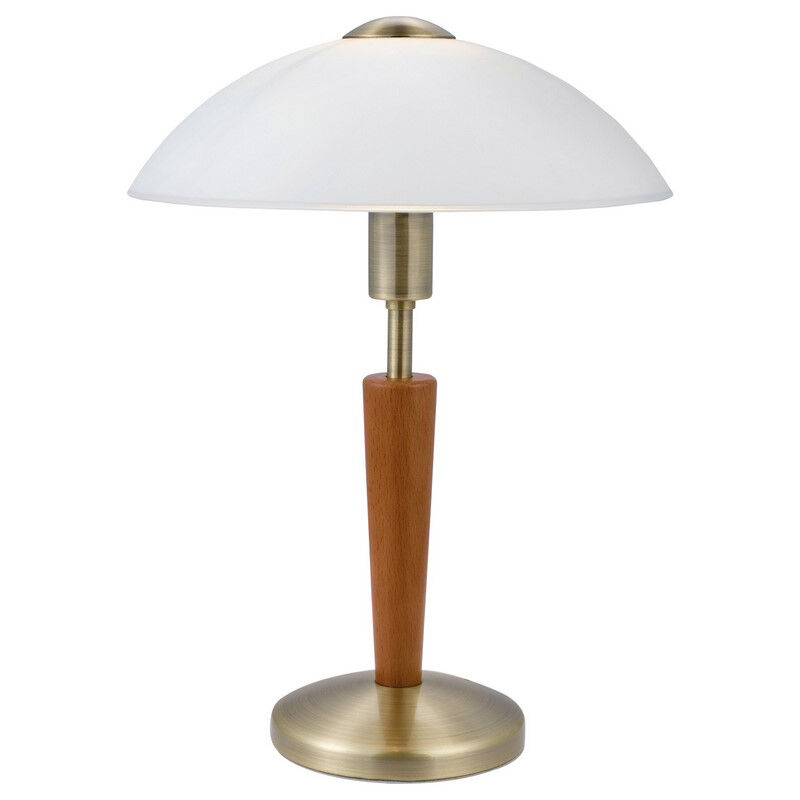 Bronze classic table lamp wood, Miam, with touch dimmer