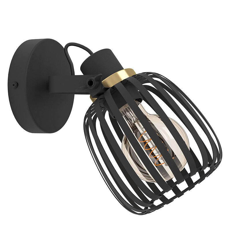 Black industrial wall spotlight steel, Giovanni