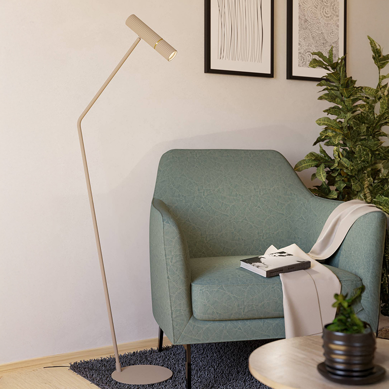 Beige modern floor lamp steel, Vahid, with switch