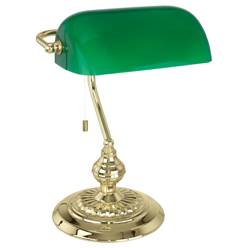 Brass design table lamp glass, Lugco, with pull switch