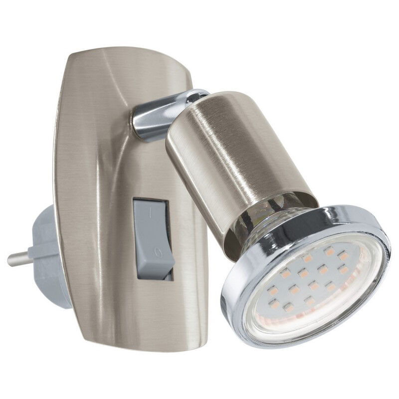 Nickel plug in wall light metal, Alejandra, with switch