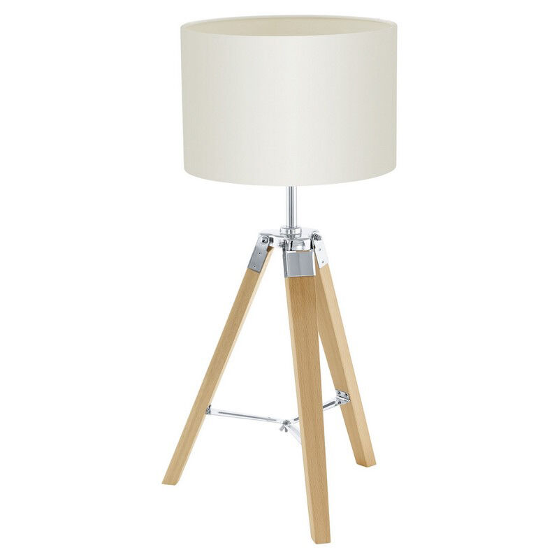Beige rustic table lamp wood, Joana, with switch
